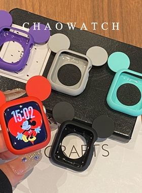 米奇迪士尼适用于苹果手表s11保护壳iwatchs9876s10代se女新年红