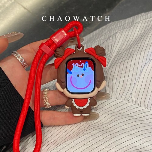 蒙奇奇挂绳式适用于苹果手表s11保护壳iwatchs9876s10代se软套女