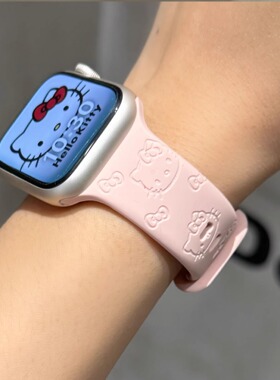 适用苹果iwatch11手表表带applewatch10硅胶kt猫s9夏日se女款87代