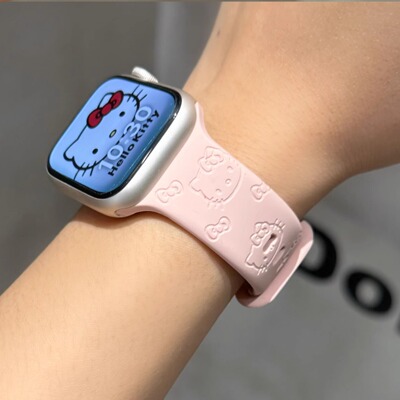 适用苹果iwatch11手表表带applewatch10硅胶kt猫s9夏日se女款87代