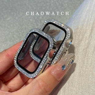 壳膜一体闪钻适用于苹果手表s11保护壳apple女iwatchs10987代防摔