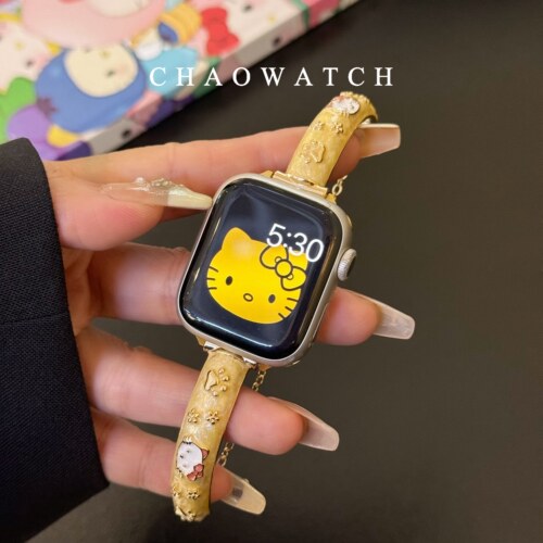 晕染手镯链kitty猫适用于苹果手表表带s11代apple女iwatch10987se