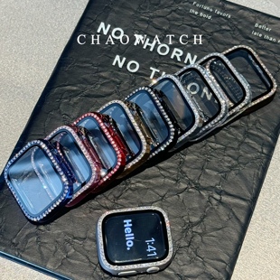 闪钻壳膜一体适用于苹果手表s10保护壳s11防摔apple女iwatchs98代