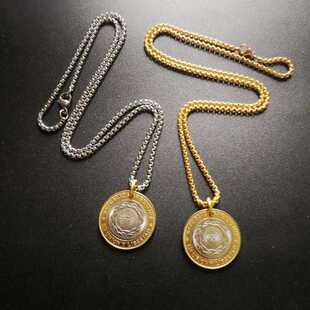 原创精品生命力太阳神硬币项链吊坠饰品文艺复古长款 毛衣链锁骨链