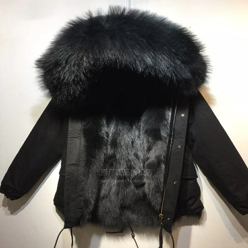 潮牌来自星星的你千颂伊狐狸毛真毛派克服明星同款女大码貉子毛领