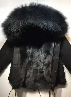 潮牌来自星星的你千颂伊狐狸毛真毛派克服明星同款女大码貉子毛领