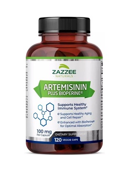 美国Zazzee Artemisinin青蒿素胶囊100mg120粒生物碱免疫