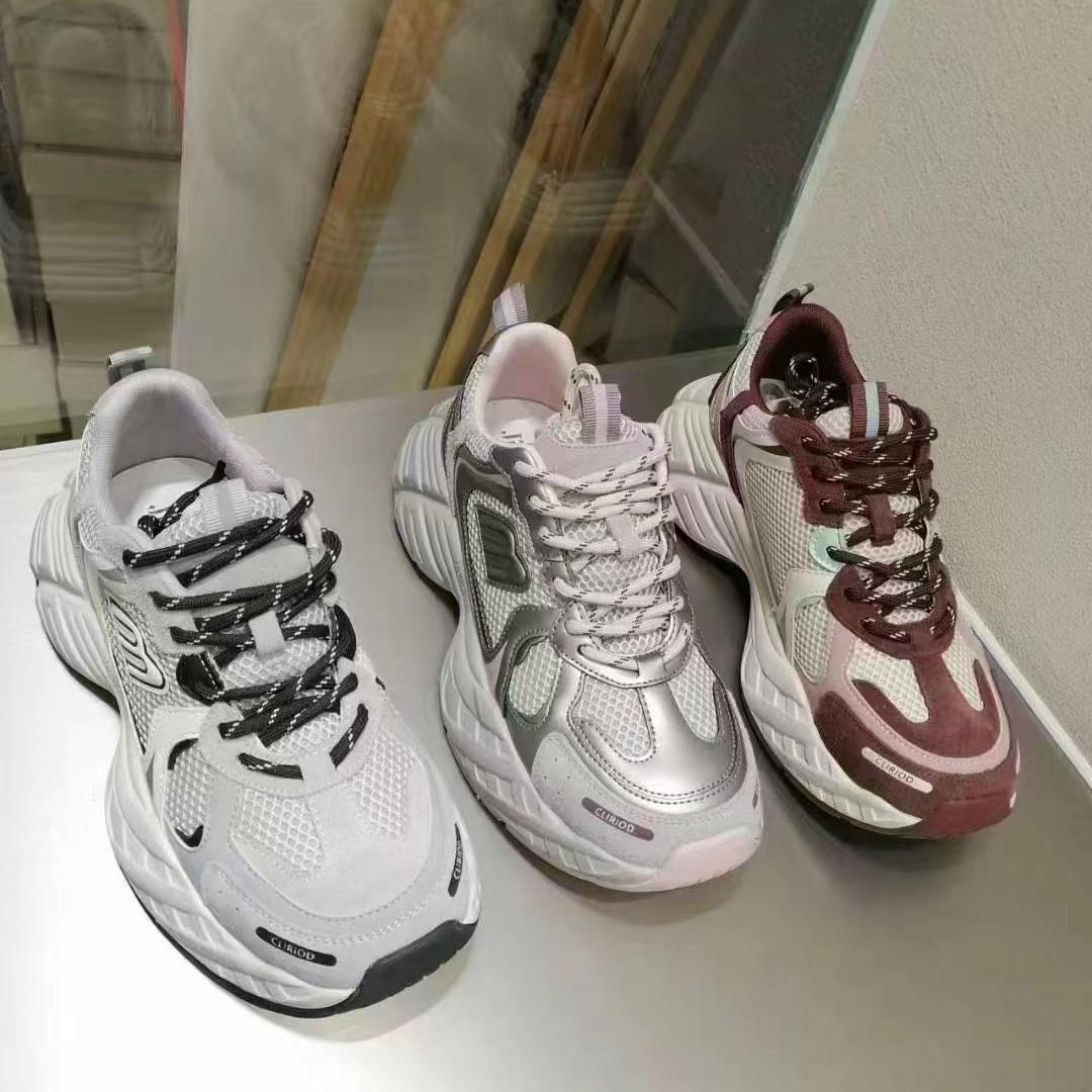 真皮牛皮!断码清仓女运动鞋老爹鞋休闲鞋系带舒适运动鞋百搭6503