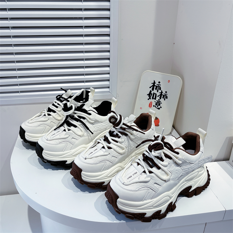 真皮牛皮！断码清仓女运动鞋老爹鞋休闲鞋系带厚底秋季新款803-7