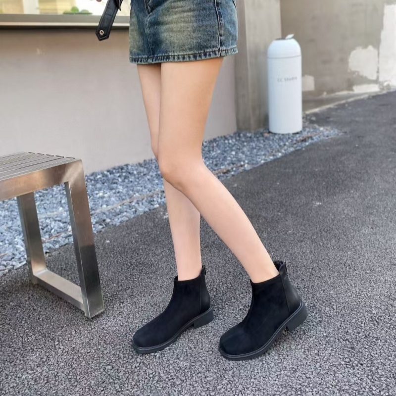 商场撤柜断码清仓女靴子平底软底方头百搭舒适女短靴简约331-29