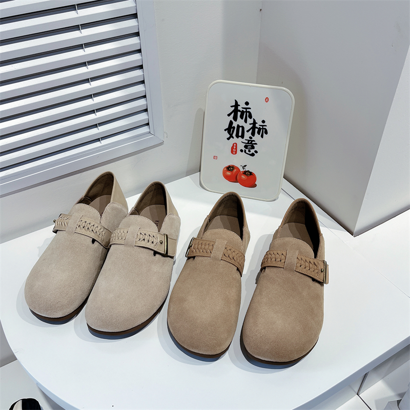 真皮牛皮!断码清仓女单鞋薄地软底一脚蹬套脚勃肯鞋253110-3A