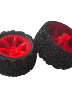 粗纹橡胶车轮黄色学生手工制作玩具轮胎DIY四驱车轱辘配件越野车