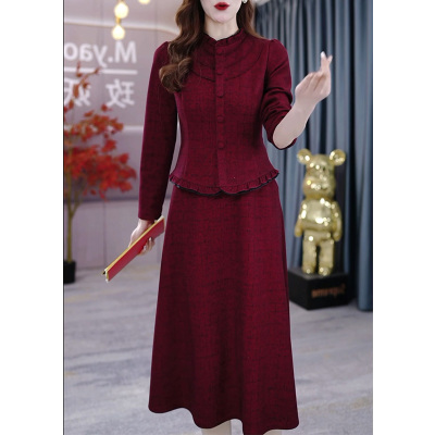 春秋长袖假两件连衣裙女