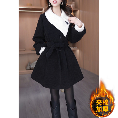 小个子高档夹棉加厚大衣女