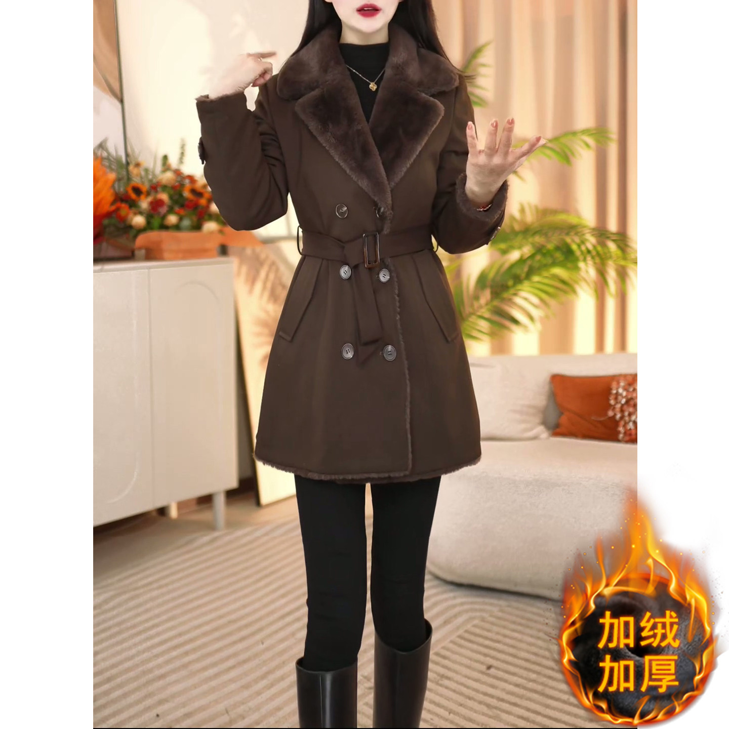 短款高端西装领毛呢外套女2025秋冬新款气质妈妈收腰加绒加厚大衣,女装/女士精品,毛呢外套,淘宝优惠券,粉丝福利购,淘宝优惠卷