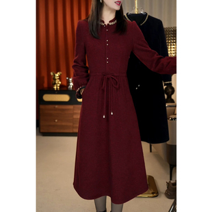 长袖高档连衣裙女2026年春秋新款洋气妈妈喜婆婆婚宴气质礼服裙子