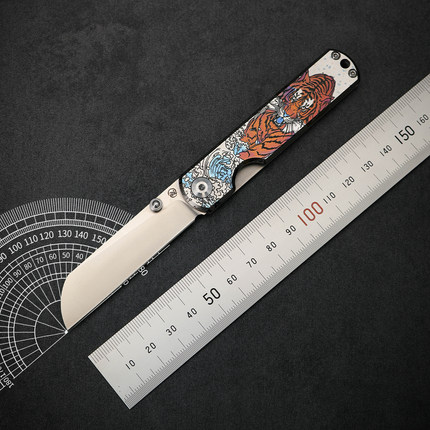 现货秒发M398虎贲归来二代升级带底骨快开推刀纽原创钛合金柄小刀