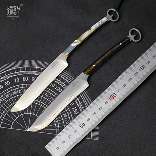 长衫器节SKD11汉削夹钢大马士革古人削刀文玩刀宣纸刀锋利吃肉刀
