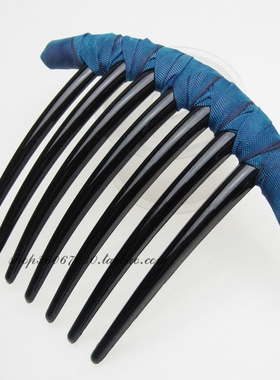 858丽龙湾 简约盘发5齿/7齿定制发插 手工绢纱插梳