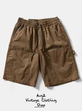 Ang2 Stu 百搭好货 日系复古男式水洗纯棉松紧腰宽松工装休闲短裤