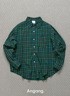 Ang2 Stu 经典好穿 春秋日系男式宽松百搭格子长袖休闲衬衫