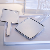 美容院手柄镜子手持补妆银色小镜子化妆间欧式 化妆镜皮肤管理工具