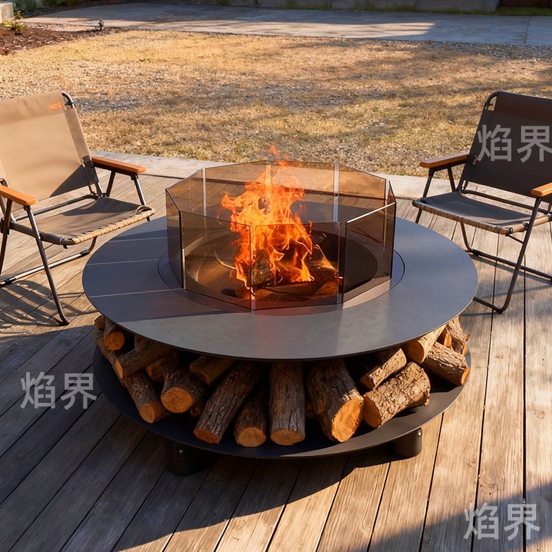 庭院壁炉户外围炉烧烤桌民宿室外氛围营造真火取暖炉燃木柴壁炉