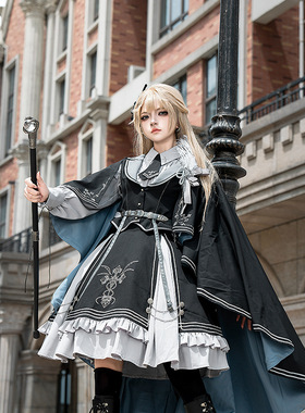 暗夜契约蓝色军lo 复古风情侣lolita裙系类COS服表演出服装