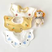 婴儿纯棉口水巾宝宝韩版 花朵360度防水围嘴新生儿男女防吐奶围兜