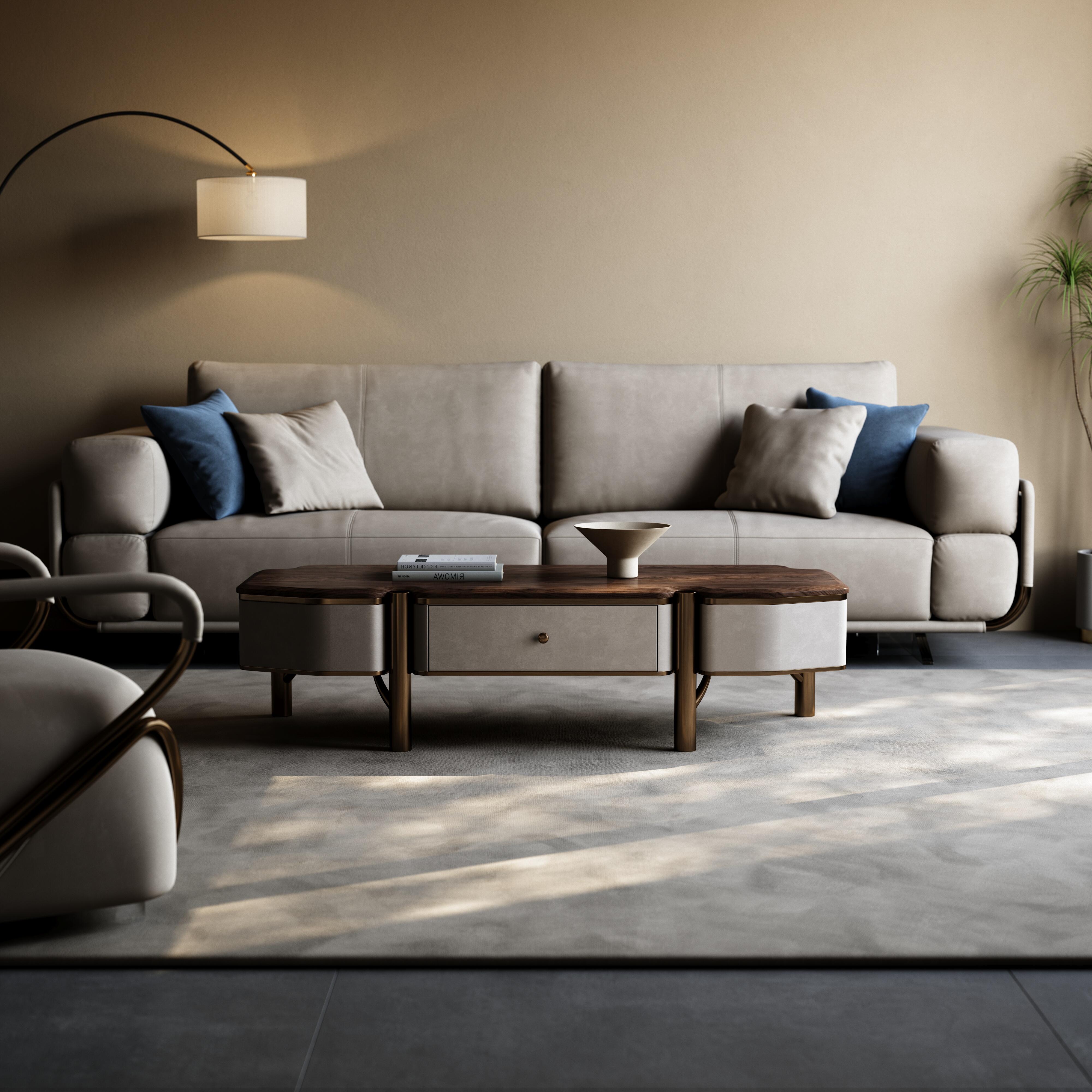 中古风黑胡桃木茶几客厅意式极简小户型实木设计北欧方几可储物