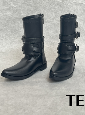 【TE BJD】4分3分叔叔BJD短靴娃鞋骷髅扣搭男1/4 1/3娃娃尖头皮靴