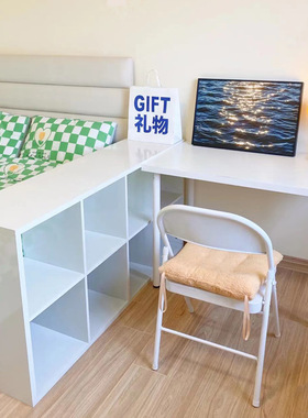八格柜床边隔断柜白色书架置物架书柜收纳格子柜半包围柜子储物柜