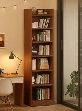 木书架窄柜子墙角置物架落地靠墙转角夹缝简易收纳储物家用书柜