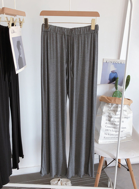木耳边纯色休闲裤女韩版春夏装垂感柔软亲肤直筒阔腿裤拖地长裤潮
