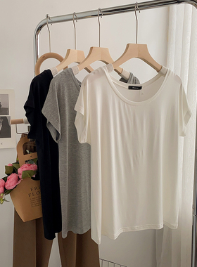 纯欲风柔软垂感短袖圆领T恤女宽松夏装新款莫代尔打底舞蹈瑜伽服