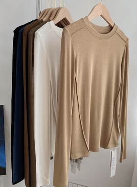 纯欲风高品质纯色打底衫女宽松软糯2023秋冬新款内搭长袖T恤显瘦