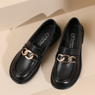 秋冬新款 单鞋 女英伦风大码 女鞋 软皮小皮鞋 平底秋季 2023真皮乐福鞋