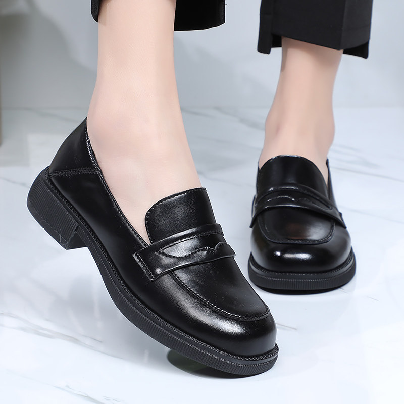 2022春季新款女鞋真皮乐福鞋软皮英伦风小皮鞋时尚百搭复古工作鞋