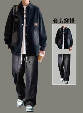 黑色牛仔外套男春秋季高级