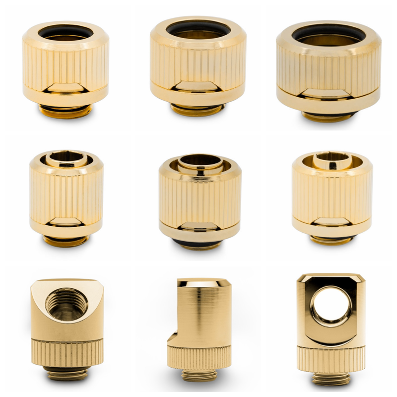 EK-Quantum Torque STC/HDC各种软管硬管快拧接头90度弯头金色