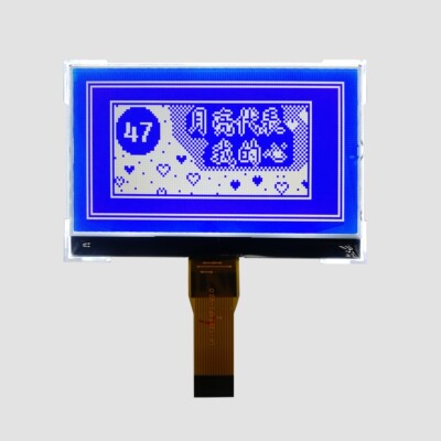 LX-12864P1蓝底白字大尺寸 点阵液晶屏 COG LCD 显示屏 69*46mm