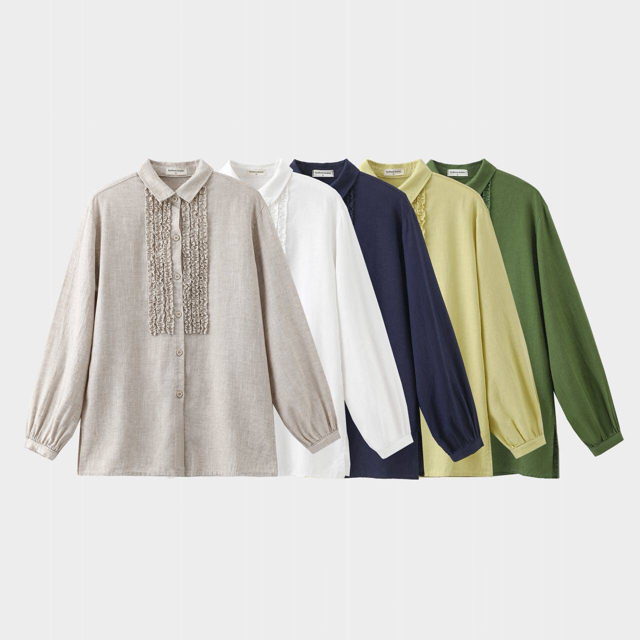 春季新款知性层叠花边天丝亚麻宽松显瘦棉麻衬衫062