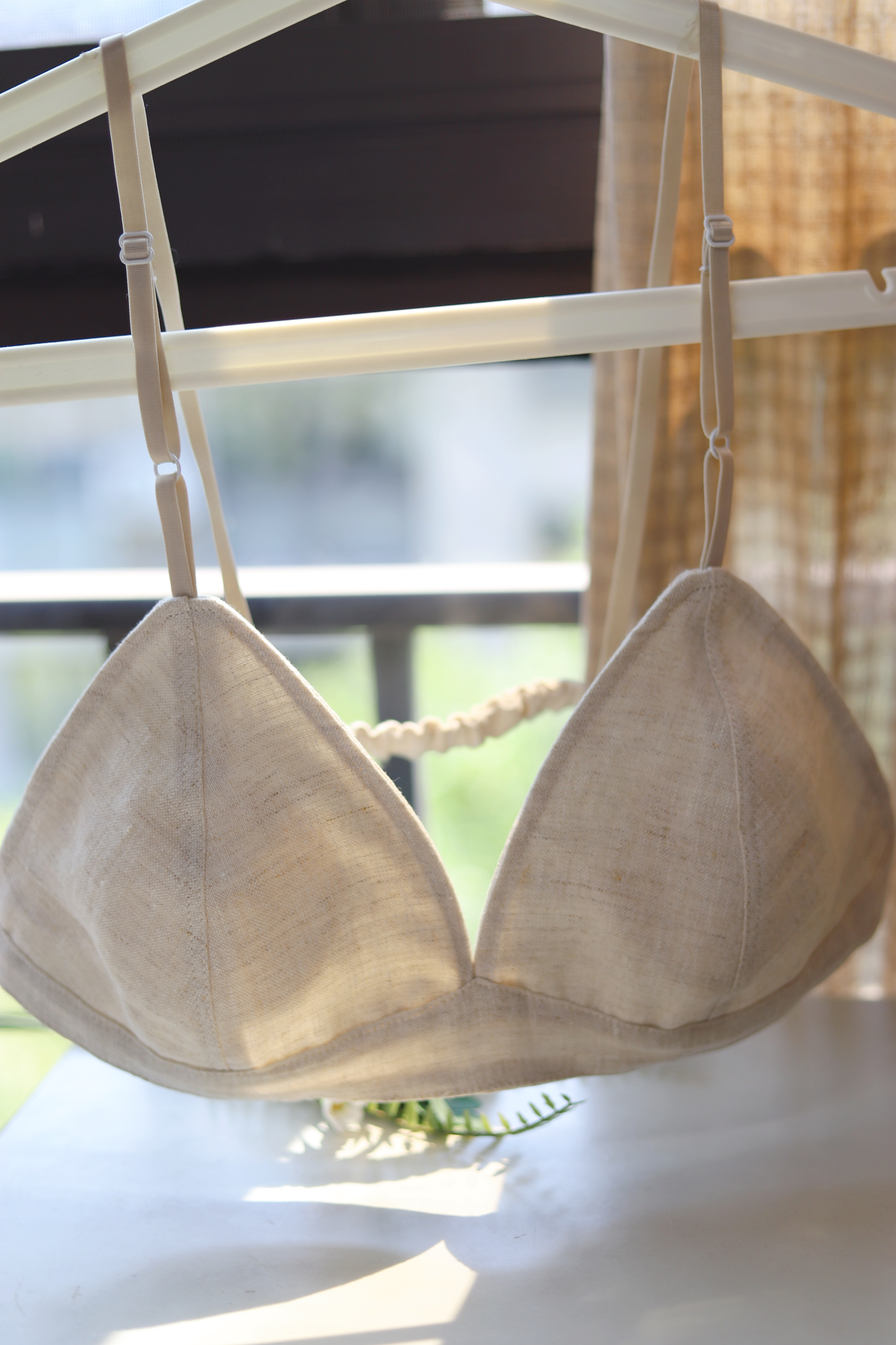 双面亚麻手作内衣/无钢圈无棉垫防凸点/宽松版不勒/套头穿脱文胸