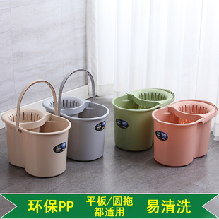 家用手压拖把桶带滑轮加厚旋转挤水桶墩布清洁桶拖把拧干桶大容量