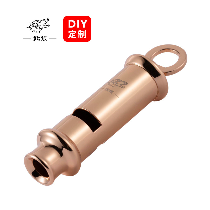 北狼户外求生高频应急口哨纯铜双腔超大音量哨子镀玫瑰金色/0618