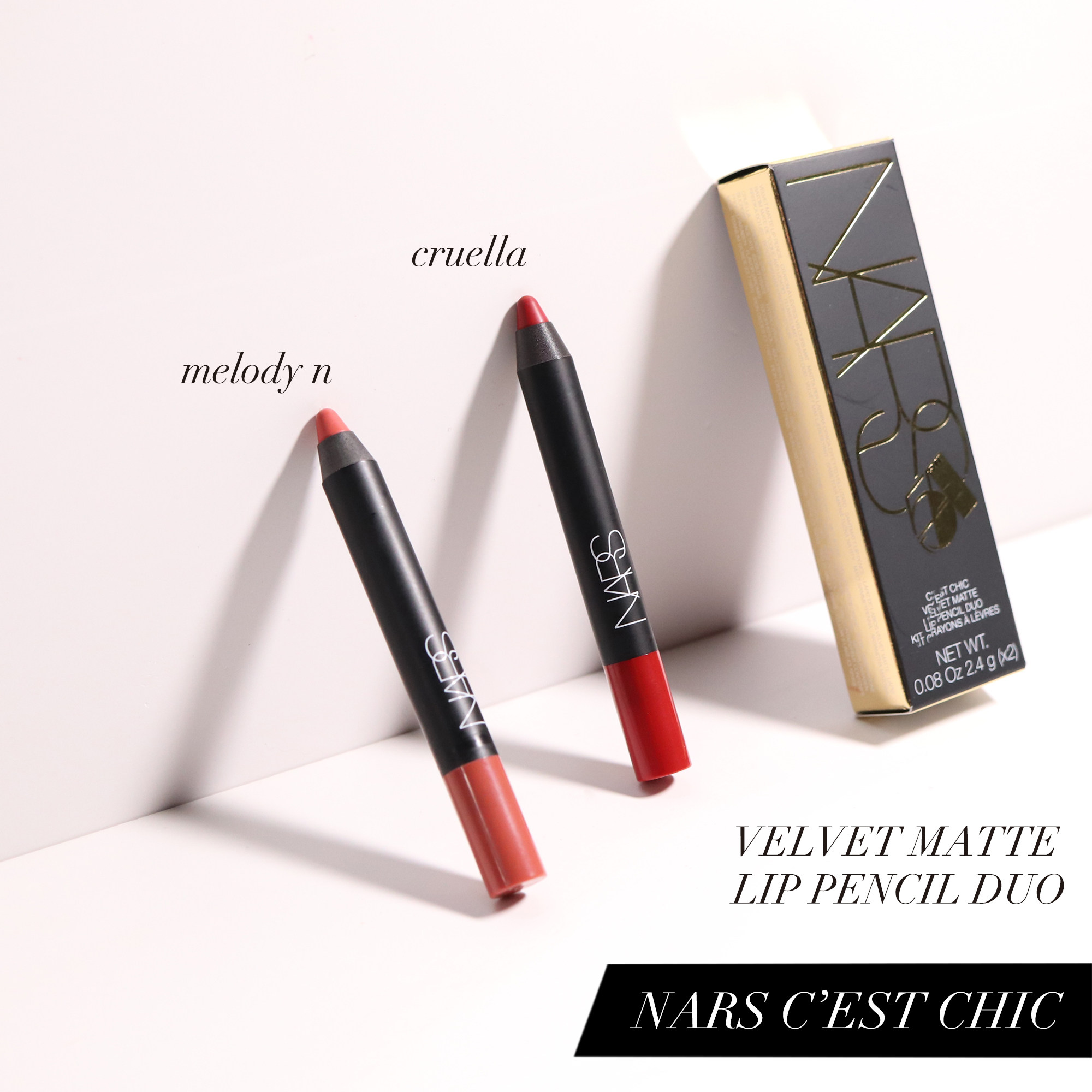 nars2019圣诞限量唇膏笔套cruella melody n 复古红/珊瑚橘色2.4g