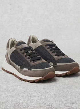 C223意奢品味超卓璀璨链饰羊猄+羊毛休闲复古运动鞋X2311177