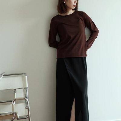 btbstudio自留推荐 基础款自然领小卷边美丽奴极细羊毛打底衫