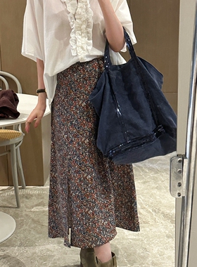 btbstudio 早春轻法式浪漫 进口铜氨丝 复古小碎花 侧开衩半裙