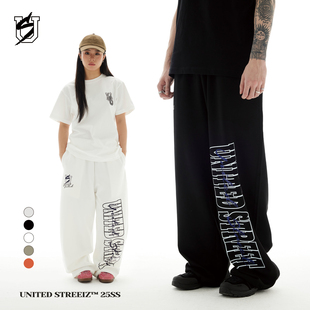 街舞嘻哈休闲长裤 宽松透气脚口抽绳美式 字母卫裤 US联邦街牌美式